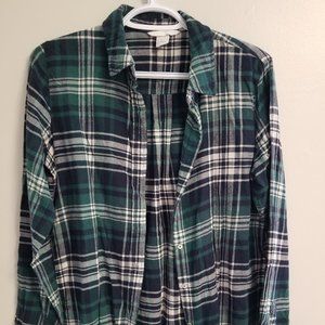 H&M Plaid Green Button Up